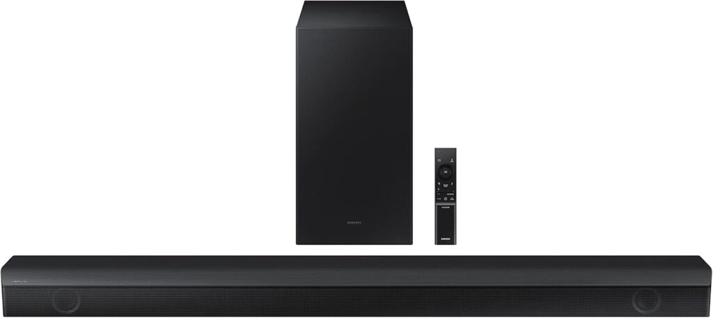 SAMSUNG HW-B650 3.1ch Soundbar w/Dolby 5.1 DTS Virtual:X, Bass Boosted, Built-in Center Speaker, Bluetooth Multi Connection, Voice Enhance & Night Mode, Subwoofer Included, 2022,Black
