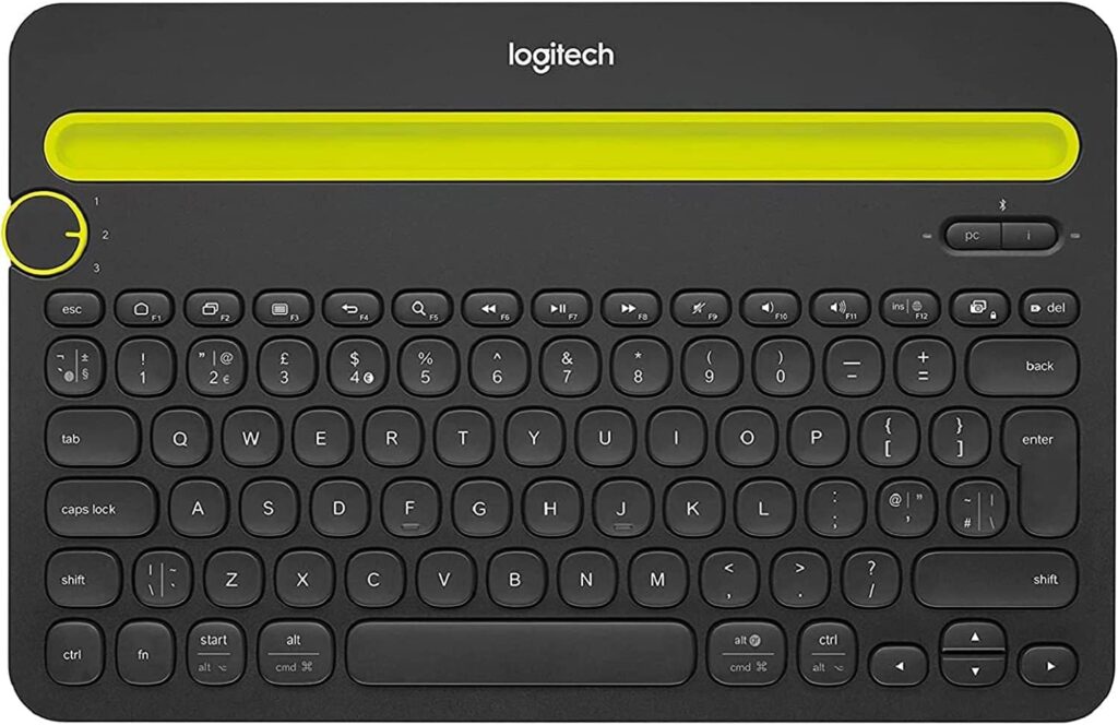 Logitech Bluetooth Multi-Device Keyboard K480 for Computers. Tablets and Smartphones. Black, Compact, Dial and Switch, Spill-Resistant Keyboard – 920-006342 (Renewed)