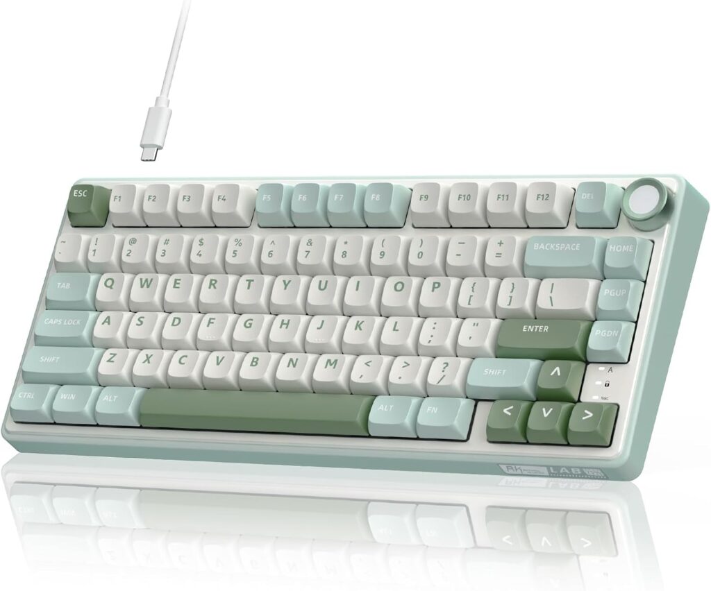 RK ROYAL KLUDGE R75 Mechanical Keyboard Wired with Volume Knob, 75% Keyboard Gasket Mounted, Hot Swappable, Creamy Sound, MDA Profile, PBT Keycaps
