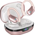 Wireless Earbuds, Sports Bluetooth Headphones, 80Hrs Playtime Ear Buds with LED Power Display, Noise Canceling Headset, IPX7 Waterproof Earphones for Workout/Running (Rose Gold)