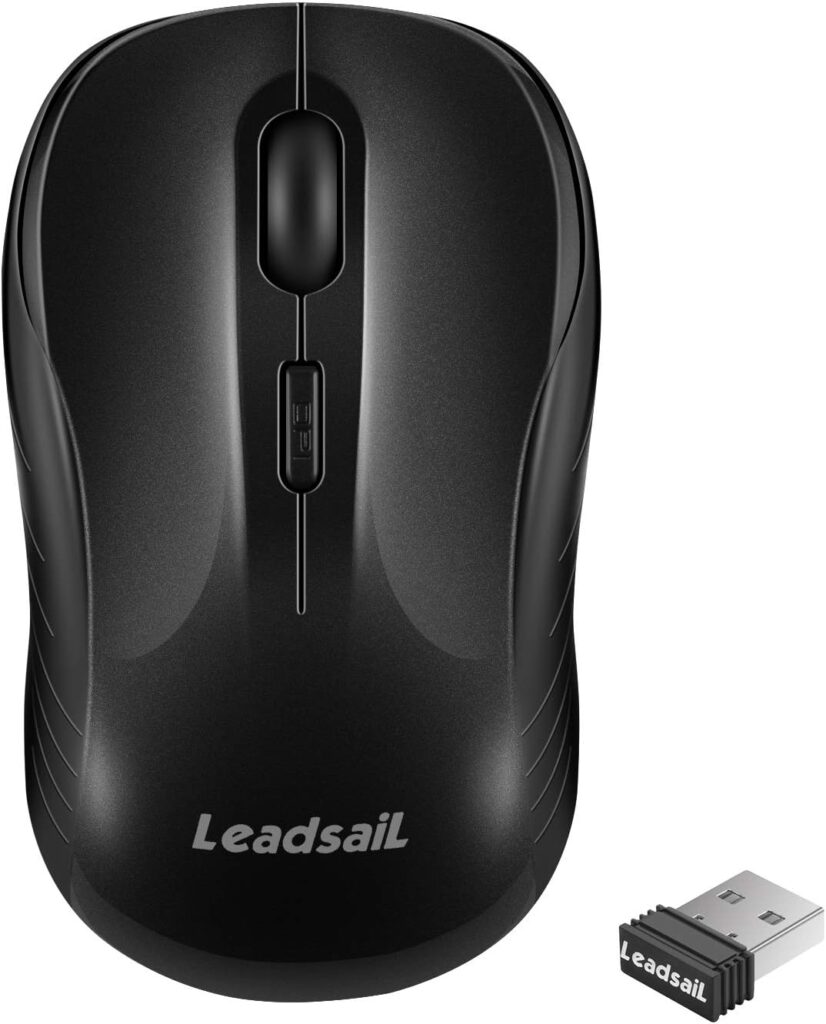 LeadsaiL Wireless Mouse Silent 2.4G USB Computer Compact Optical Cordless Mini Quiet Mice, Noiseless, 4 Buttons, 3 Adjustable DPI Mobile for PC/Laptop/Windows/Mac/Linux