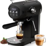 Espresso Machine with Steam Milk Frother Semi Automatic 20 Bar Compact Black with Toggle Switch for home Cafetera Espresso, Latte, Cappuccino, Americano, Macchiato