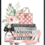 YELLOWBIRD ART & DESIGN Fashion Wall Art & Decor for Designer Handbag Purse Shoes Perfume Fan – Glam Wall Decor – Luxury Gift for Woman Fashionista Girl – Fashion designer design UNFRAMED 8×10 Print