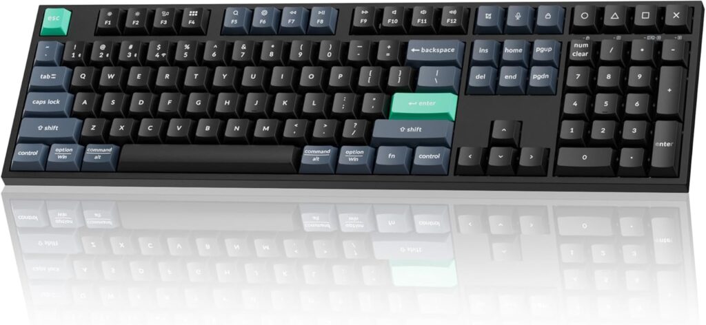 Keychron B36 2.4 GHz Wireless Bluetooth Keyboard Silent Typing 100% Full-Size Layout Launcher Support with Numeric Keypad Ergonomic Angle Compatible for Mac Windows Linux