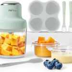 HEYVALUE Baby Food Maker, 13-in-1 Baby Food Puree Blender, Fruit, Vegatable, Meat, with Food Containers, Baby Food Processor Freezer Tray, Silicone Spoons, Silicone Spatula(Light Green)