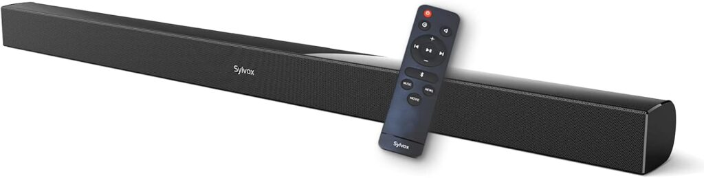 SYLVOX Outdoor Waterproof Soundbar for TV, IP65 Bluetooth Soundbar with Remote, 60W Powerful Sound, 3D Surround, HDMI ARC, Wireless Streaming, Wall Mountable, Fits All Outdoor TVs(Elf S2)