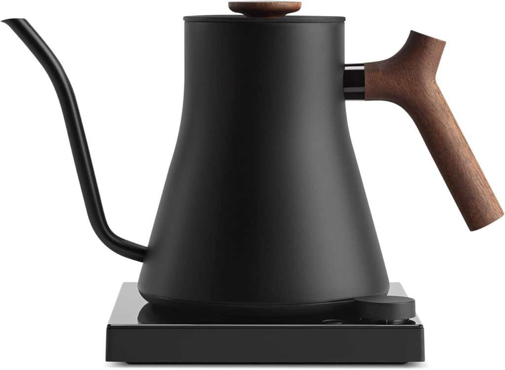 Fellow Stagg EKG Pro Studio Edition Electric Gooseneck Kettle – Pour-Over Coffee, Tea, Quick Heating, Precise Temperature Control, Scheduling, Built-in Brew Timer-Matte Black with Walnut Handle, 0.9 L