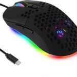 HXMJ Wired USB C Gaming Mice,Lightweight Honeycomb Shell,7200DPI,5 RGB Backlit for Apple MacBook,Computer or Laptops with Type C Port