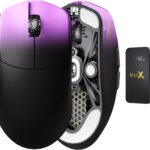 Lamzu Maya X Wireless Gaming Mouse, Ultra Lightweight 47g, Optical Switch, Maximum 30000 DPI, Symmetrical, MCU Nordic 52840, Dust-Proof Encoder, PAW3950 Sensor(Larger Maya) (Purple)
