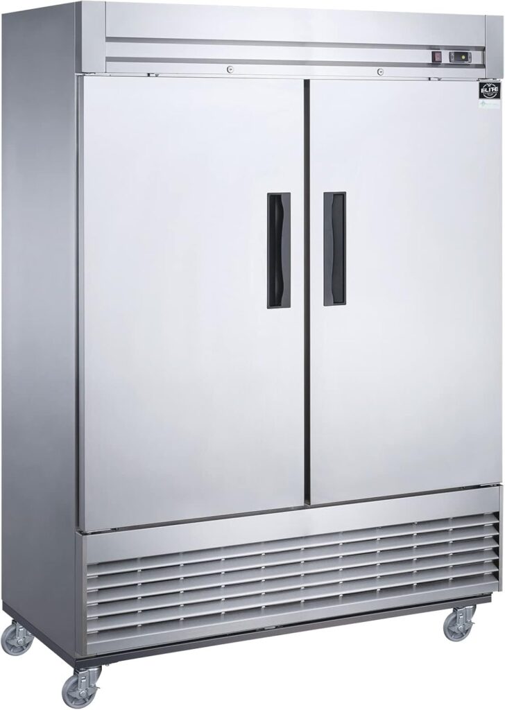 54″ W Commercial Reach-in Freezer, ETL Upright 2 doors Auto-Defrost, 49 cu. ft. Bottom Mounted, stainless steel for Restaurant Kitchen Home Bar Shop -8°F