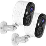 Security Cameras Wireless Outdoor,2K Indoor WiFi Wireless Cameras,Outside Battery Powered Camera for Home Security,AI Motion Detection,Color Night Vision,Spotlight,Siren Alarm,SD/Cloud Storage,2 Pack