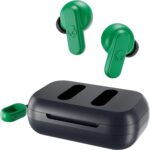 Skullcandy Dime 2 Wireless Earbuds, Bluetooth Headphones, Noise Isolating Fit, Up to 12 Hours Battery, Microphone for iPhone Android, Easy Carry with Integrated Lanyard – Dark Blue/Green