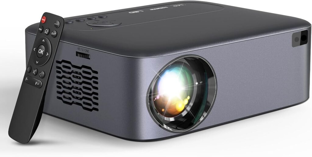 【Electric Focus】Native 1080P Projector with WiFi and Bluetooth, 4K Support Projector with Zoom Function, Outdoor Movie Projector for Phone/Laptop/TV Stick/DVD/USB/HDMI
