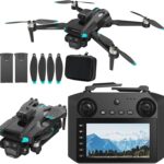 Drone For Adult,with 4.5″ Screen,5G Remote Controller With Camera,6K HD Camera FPV Live Video,Altitude Hold Gesture Selfie One Key Take Off Landing 3D Flips Waypoint Fly Drone (2 Batteries)