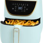 Paris Hilton Air Fryer, Large 6-Quart Capacity, Nonstick Made without PFAS, Touchscreen Display, 8-in-1 (Air Fry, Roast, Broil, Bake, Reheat, Keep Warm, Pizza, Dehydrate), Dishwasher Safe, Aqua
