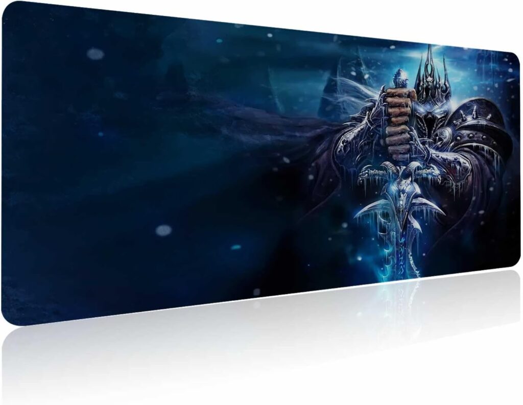 Mouse Pad XXL Lich King,Extra Large Gaming Mousepad Laptop Desk Pad Mat,Non-Slip Rubber Base,Stitched Edges,Smooth Fabric,Computer Keyboard & Mice Combo Pads 31.5×15.7