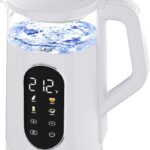 Electric Kettle, 1500W Fast Boiling Glass Water Kettle with Temperature Control, 1.7L Cordless Stainless Steel Base, Keep Warm & Auto Shut-Off, BPA-Free, White