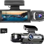 1080P Dual Camera Dash Cam for Cars, Driving Recorder with IR Night Vision, Loop Recording, Wide Angle Lens – 3.16 Inch IPS Screen,Parking Mode, Car Camera with 32GB TF Card