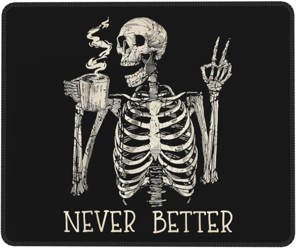 Skull Mouse Pad for Desk, Cute Skeleton Mouse Pads for Wireless Mouse, Funny Waterproof Mousepad for Office Laptop Computer, Non-Slip Rubber Base Stitched Edge (Color-D)