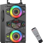 Portable Bluetooth Speakers 60W Big Powerful Wireless Loud Stereo Bass Sound Boombox Home Party Speaker with Subwoofer, FM Radio, LED Colorful Lights