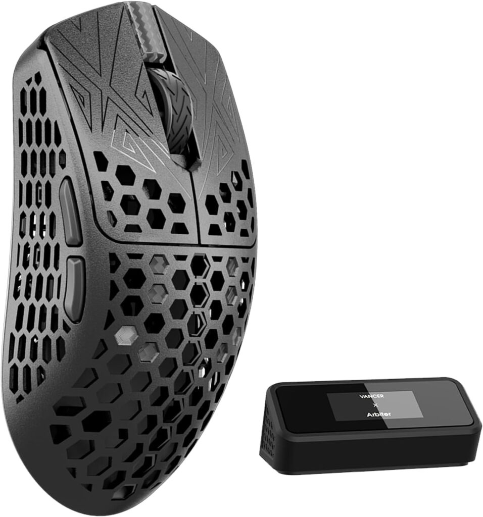 Arbiter Akitsu 8K Carbon Fiber Composite Gaming Mouse – Ultra-Light 38g, Wireless, 26k DPI, USB-C Fast Charging, 60Hr Battery Life, 8k Polling Rate, PIXART 3395 Sensor, LCD Display