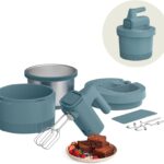 bella 3.5 Qt Hand & Stand Mixer, 2 in 1 Electric Mixer with Bowl, Dough Hook, Whisk & Egg Beater, Multifunctional Handheld Mixer for Baking, 200 Watt, Surf