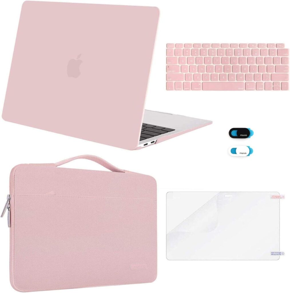 MOSISO Compatible with MacBook Air 13 inch Case M1 Chip 2021 2020 2019 2018 Release A2337 A2179 A1932 Retina Display, Plastic Hard Shell Case&Bag&Keyboard Skin&Webcam Cover&Screen Film, Rose Quartz