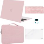 MOSISO Compatible with MacBook Air 13 inch Case M1 Chip 2021 2020 2019 2018 Release A2337 A2179 A1932 Retina Display, Plastic Hard Shell Case&Bag&Keyboard Skin&Webcam Cover&Screen Film, Rose Quartz