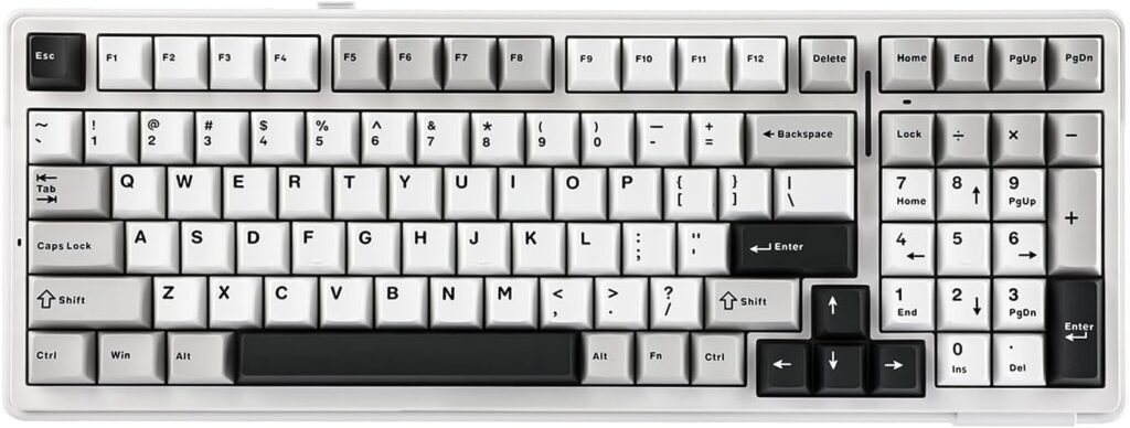 EPOMAKER x Aula F99 Wireless Mechanical Keyboard, Hot Swappable Gasket Custom Gaming Keyboard with Five-Layer Padding, Bluetooth/2.4GHz/USB-C, 8000mAh Battery (White Grey, Graywood V3 Switch)