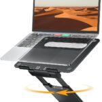 Nulaxy Telescopic 360 Rotating Laptop Stand for Desk Adjustable Height Swivel Pull Out Design Ergonomic Laptop Riser Fits All 10-17″ Laptops Computer MacBook, Black