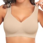 PoseFree Womens Seamless Wireless Supportive Bra Push Up Comfort Soft No Underwire Full Coverage T-Shirt Bra