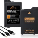 Pickle Power 2Pcs PSP 3000/2000 Battery with PSP Charger Cable for Sony PSP-2000, PSP-2001, PSP-3000, PSP-3001, PSP-3002, PSP-3004, PSP-S110 Console