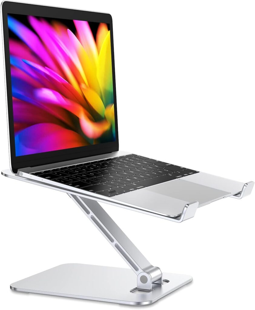 Foldable Laptop Stand, Height Adjustable Ergonomic Computer Stand for Desk, Aluminum Portable Laptop Riser Lecterns Holder Mount Compatible with MacBook Pro Air, HP, Dell 10-16″