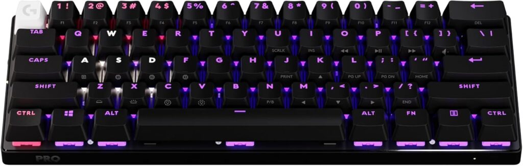 Logitech G PRO X 60 Lightspeed Wireless Gaming Keyboard, Ultra Compact TKL 60% Mechanical Keyboard for Windows PC, LIGHTSYNC RGB, Dual-Shot PBT Keycaps, GX Optical Tactile Switches – Black