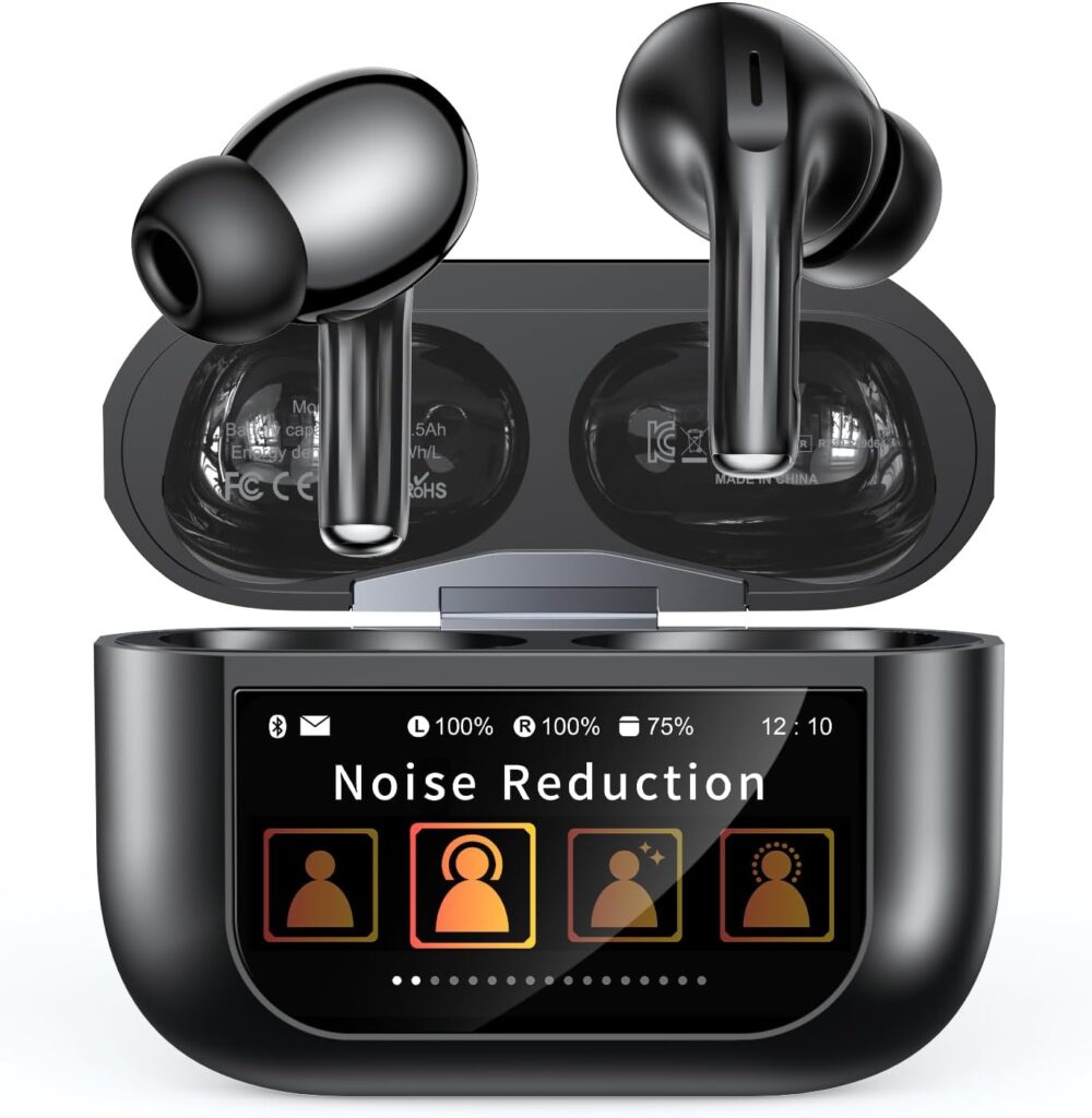 Wireless Earbuds, ENC Noise Cancelling Ear Buds with Smart Touchscreen Case, 48H Playtime for Sports & Working, Bass Stereo Sound, Bluetooth 5.4 Headphones for iPhone 17/16/15/14/13/Android