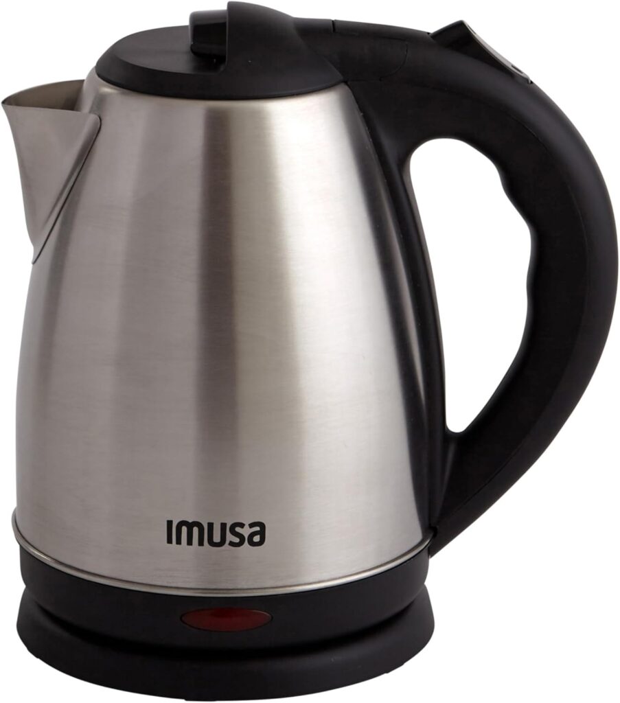 IMUSA USA GAU-18220 1.8 Liter Cordless Stainless Steel Electric Tea Kettle with Easy To Serve Pouring Spout
