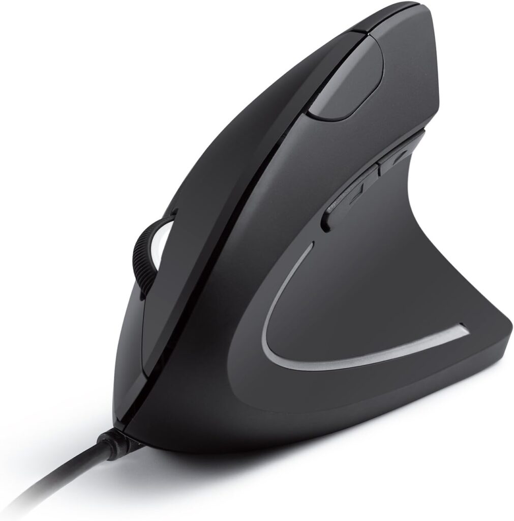 Anker USB Wired Vertical Mouse – Ergonomic Design, 5 Buttons, 1000/1600 DPI, Optical Technology