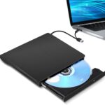 External CD/DVD Drive for Laptop, Type-C CD/DVD Player USB 3.0 Portable Burner Writer Reader Compatible with Mac MacBook Pro/Air iMac Desktop Windows 7/8/10/XP/Vista (Black)
