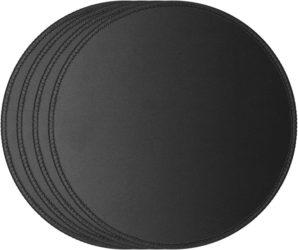 JIKIOU 4 Pack Computer Mouse Pad with Non-Slip Rubber Base, Premium-Textured Mousepads Bulk with Stitched Edges, Mouse Pads Pack for Computers, Laptop, PC, Office & Home, 7.9×7.9 inches, 3mm, Black
