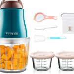 Baby Food Maker, 600ML Baby Food Blender with 10 Blades, Baby Food Processor for Baby Food, Fruit, Vegatable, Meat, with Two 200ml Glass Bowls, Storage Bag, Cleaning Brush, Scraper