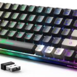 65% Wireless Gaming Keyboard, Rechargeable Backlit Gaming Keyboard, 68 Keys Ultra-Compact Anti-ghosting No-Conflict Wireless Keyboard for PC Laptop Windows Gamer(Black-Grey)
