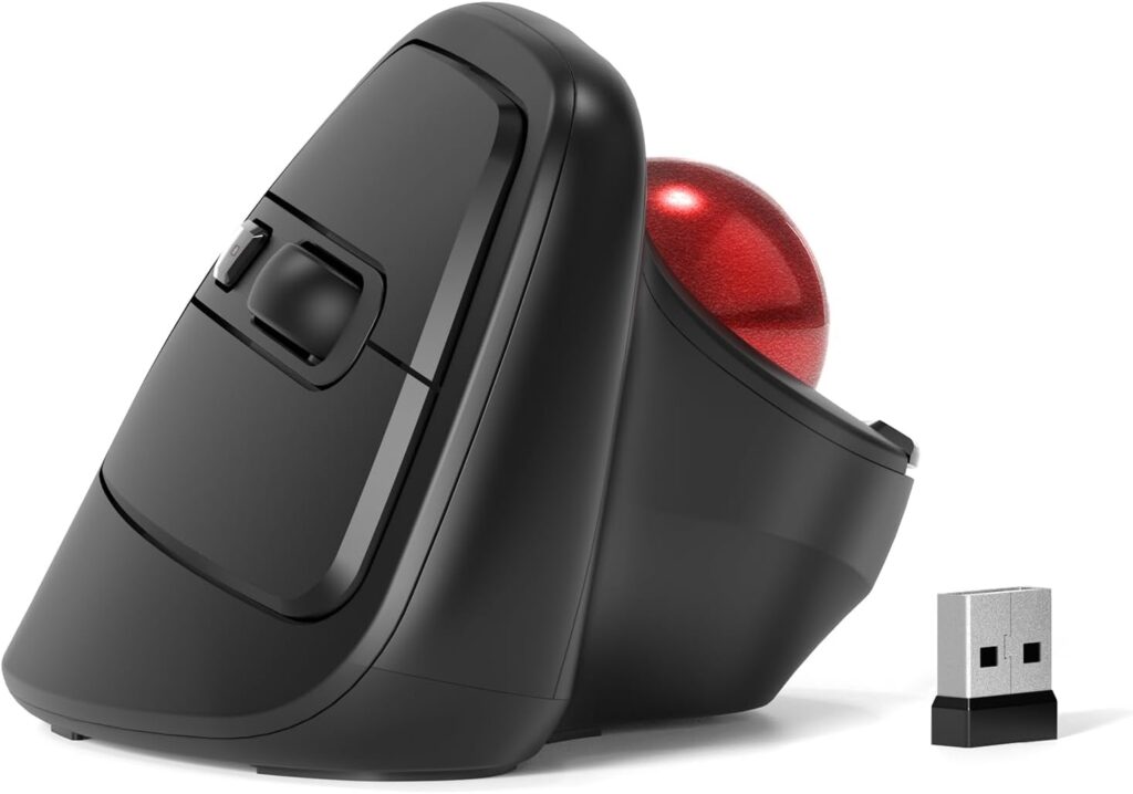 MicroPack Ergonomic Wireless Mouse with Trackball and 5 Adjustable DPI, Easy Thumb Control, Precise & Smooth Tracking. Update Bluetooth Medium-Sized Right Hand Mouse for Laptop, PC, Mac, Windows
