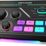 Fifine Gaming Audio Mixer for 7.1ch Surround Sound Headphone Amp-Volume Control-Voice Chat and Streaming-XLR Mic Preamp-USB Plug&Play-Voice Changer-RGB-3 EQ Modes Ampligame SC8