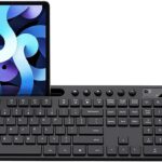 Wireless Keyboard and Mouse Combo, MARVO 2.4G Ergonomic Wireless Computer Keyboard with Phone Tablet Holder, Silent Mouse with 6 Button, Compatible with MacBook, Windows (Black)
