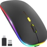 Upgrade LED Wireless Slim Silent Computer Mouse, 2.4G Portable Optical Office Mouse with USB & Type-c Receiver, 3 Adjustable DPI Levels for Notebook, PC, Laptop, MacBook
