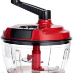 Multi-Functional Manual Food Processor,8 Cup Hand-powered Crank Chopper,Mincer Blender with Clear Container,for Vegetables Meat Fruits Nuts Herbs Onions