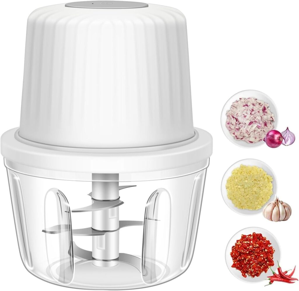 400ML Electric Garlic Chopper, 6 Blades Garlic Grinder Mini Vegetable Chopper, USB Portable Veggie Chopper, Onion Mincer, Food Processor for Ginger, Chili, Fruit, Meat