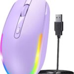 Seenda Wired Mouse – USB Computer Mouse with RGB Backlit Optical LED, Attached USB Cord for Laptops, Notebooks, Chromebook – Purple