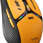 Uciefy V19 Wireless Mouse, 2.4GHz Rechargeable Mouse LED with Battery Indicator, Magnetic Computer Mice with USB Receiver & Type-C Adapter for Laptop/PC/Mac/Chromebook-Orange