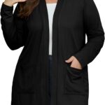 OLRIK Plus Size Cardigan for Women 2025 with Pockets Long Sleeve Casual Lightweight Jacket Open Front Cover Ups